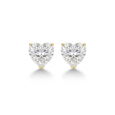 Foto Brinco Coraçao Moissanite Ice Cut 10 MM Prata com Banho de Ouro 18 K