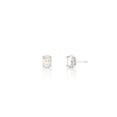 Foto Brinco Oval Moissanite 7,5 MM Prata 925