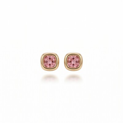Foto Brinco Quadrado Zircônia Rosé | Banho de Ouro 18k | 7mm