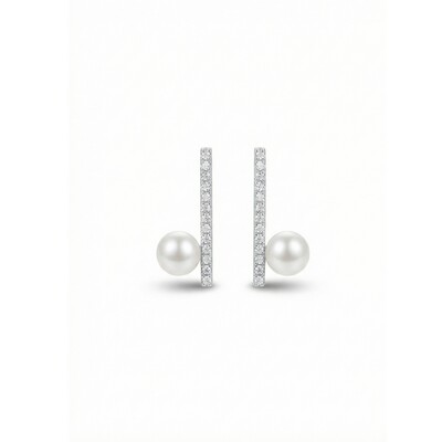 Foto Brinco Palito Pérola de Água Doce Prata 925