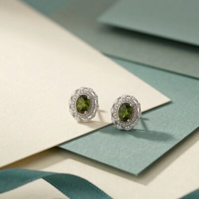 Foto Brinco Oval Peridoto Isa Prata 925