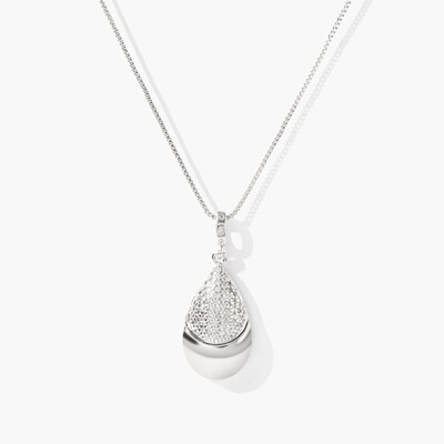 Foto Colar Gota Gravejada e Lisa Ródio Branco