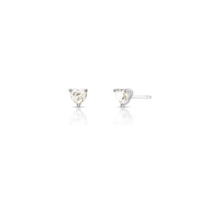Foto Brinco Coração Moissanite 5 MM Prata 925