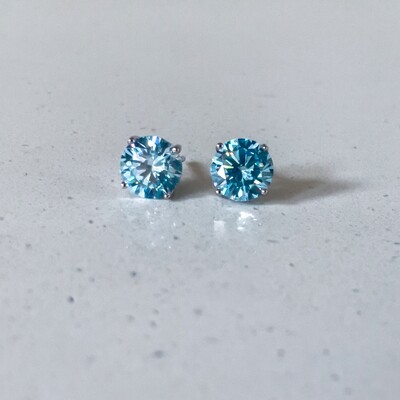 Foto Brinco Solitário 8 MM Água Marinha Prata 925