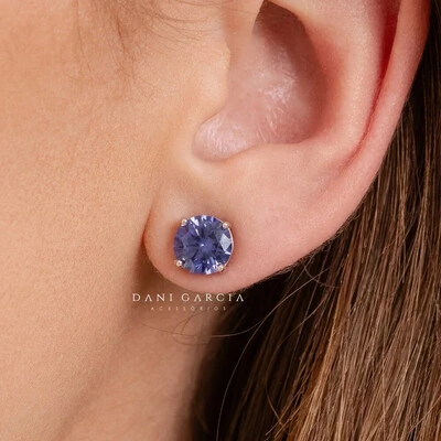 FotoBrinco Ponto de Luz 8 MM Zircônia Tanzanita Prata 925