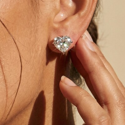 FotoBrinco Coração Moissanite Ice Cut 10mm | Prata 925 | 8ct