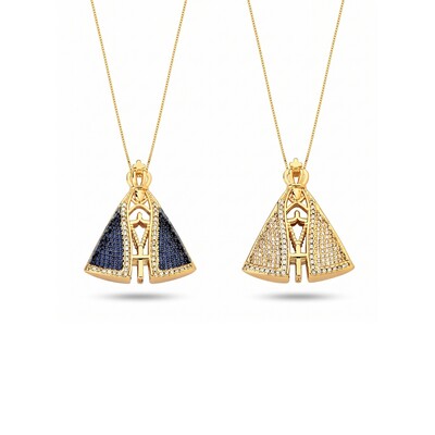 Foto Colar Nossa Senhora Aparecida Dupla Face Banho de Ouro 18 K