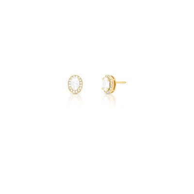 Foto Brinco Oval PP Banho de Ouro 18 K