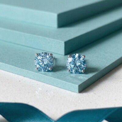 Foto Brinco Solitário 10 MM Água Marinha Prata 925