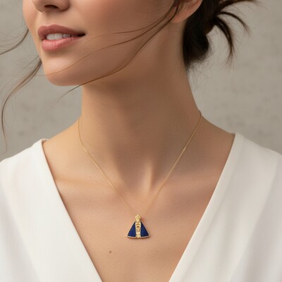 FotoColar Nossa Senhora Aparecida Dupla Face Banho de Ouro 18 K