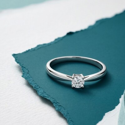 Foto Anel Solitário Moissanite 4 MM Prata 925