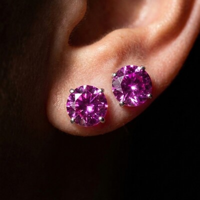 FotoBrinco Solitário 10 MM Turmalina Pink Prata 925