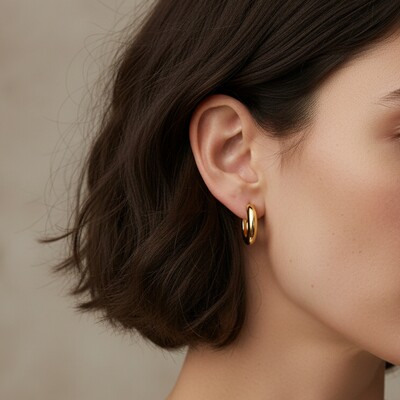 FotoArgola Tubo Lisa M Banho de Ouro 18 K