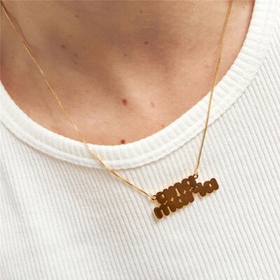 FotoGargantilha Personalizada Nome com até 16 Letras Banho de Ouro 18 K - Modelo 1