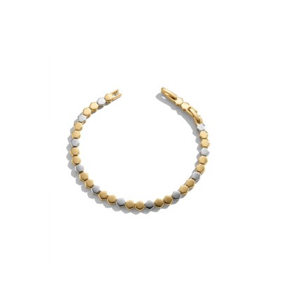 Foto Pulseira Mix de Banhos Geometric Shape Ródio Branco e Ouro