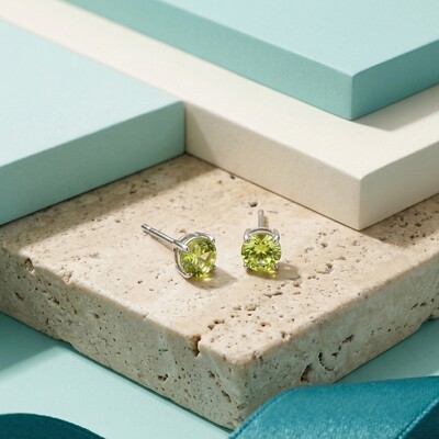 Foto Brinco Solitário 6 MM Apple Green Prata 925