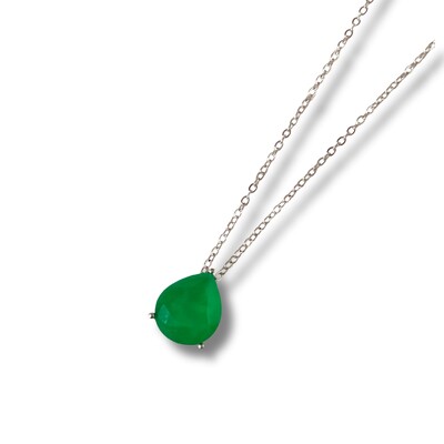 Foto Colar Gota Esmeralda Fusion Ródio Branco