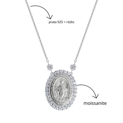 Foto Colar Nossa Senhora das Graças G Moissanite Prata 925