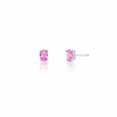 Foto Brinco Oval 4 Garras Rosa Escuro Ródio Branco