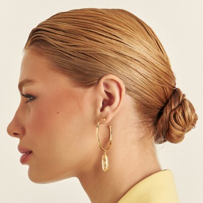 FotoArgola Navete G Amarelo Banho de Ouro 18 K