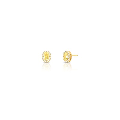 Foto Brinco Oval PP Citrino Banho de Ouro 18 K