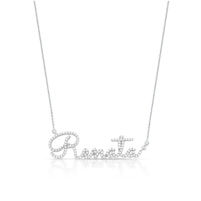 Foto Gargantilha de Moissanite Nome Personalizado até 7 Letras Prata Rodinada 45 cm