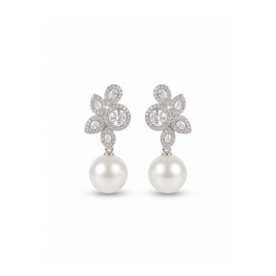 FotoBrinco Pérola Shell Gotas Nádia Ródio Branco