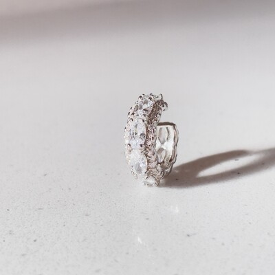 Foto Falso Piercing Ovais Zircônias Luxo Prata 925