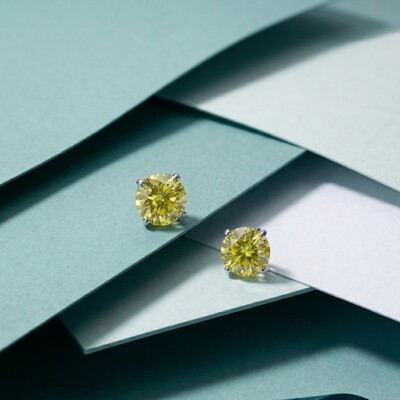 Foto Brinco Solitário 6 MM Yellow Fancy Prata 925