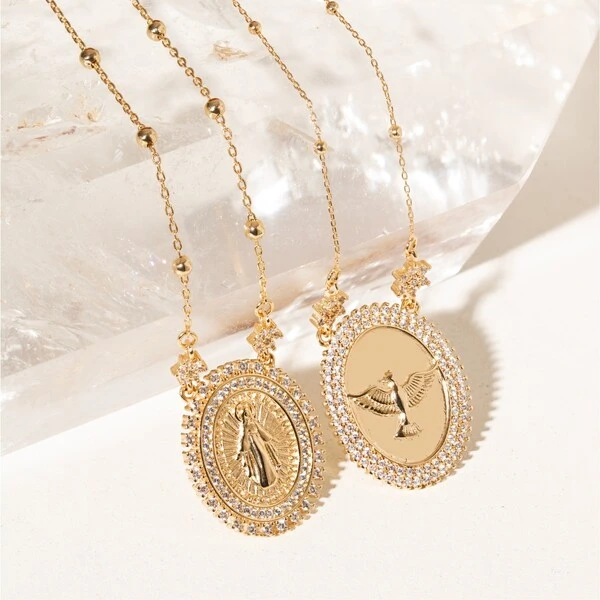 Colar Medalha Espírito Santo Banho de Ouro 18k