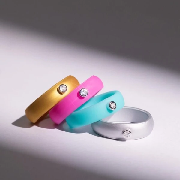 Anel Ajustável em Silicone Prata com Moissanite 2mm Prata 925