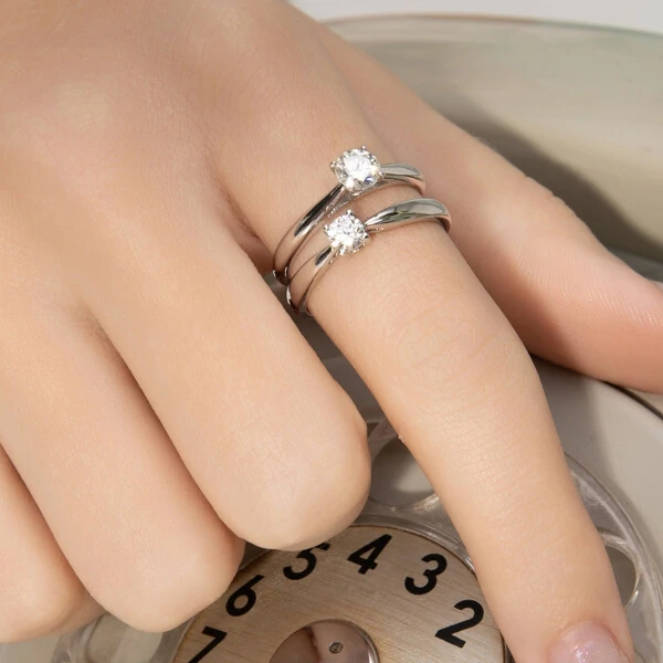 Anel Solitário Moissanite 4 MM Prata 925