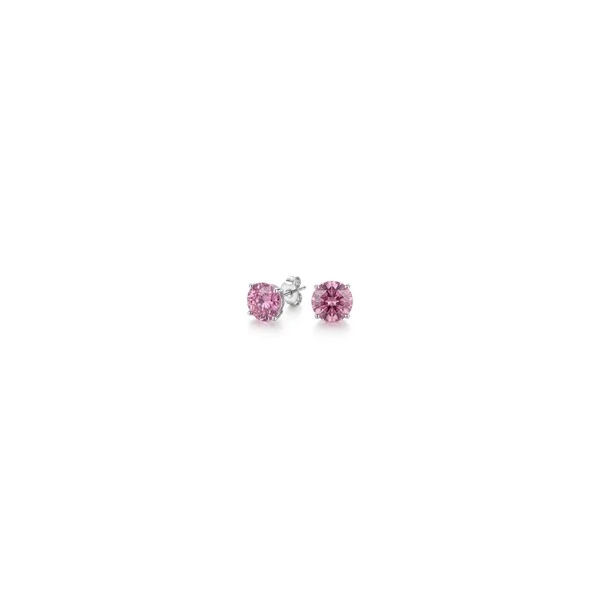 Brinco Solitário Zircônia Rodolita Redonda Mini | Prata 925 com Ródio | 0,4 cm