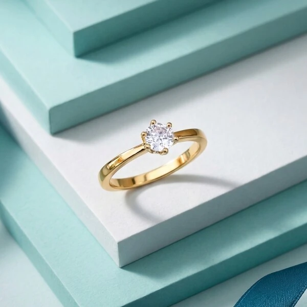 Anel Solitário Zircônia 5mm 6 Garras | Banho de Ouro 18k | Antialérgico