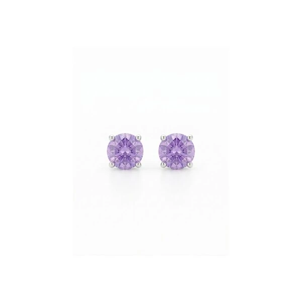 Brinco Solitário 6 MM Lavanda Prata 925