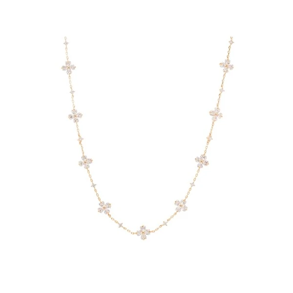 Colar Florzinhas com Zircônia Banho Ouro 18k