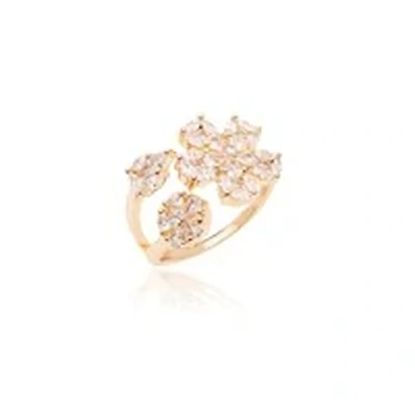 Anel Dupla Flor de Zircônias Banho de Ouro 18K