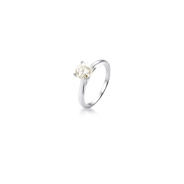 Anel Solitário Moissanite 6,5 MM Prata 925