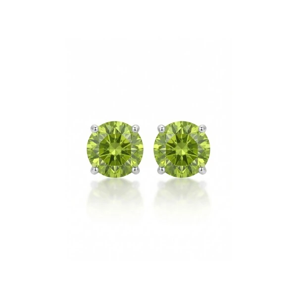 Brinco Solitário 10 MM Apple Green Prata 925