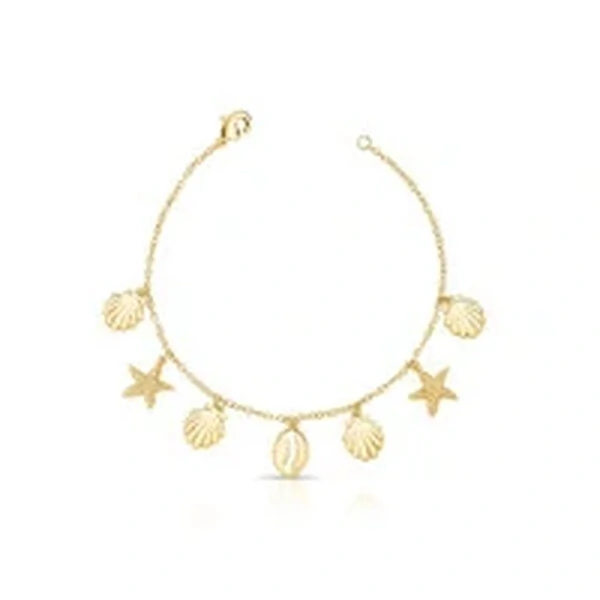 Pulseira Concha, Búzios e Estrela Banho de Ouro 18 K