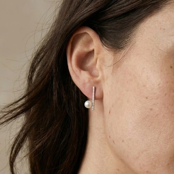 Brinco Palito Pérola de Água Doce Prata 925