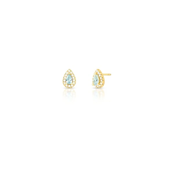Brinco Gota PP Azul Claro Banho de Ouro 18 K
