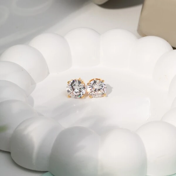 Brinco Solitário 10 MM Duda Banho de Ouro 18 K