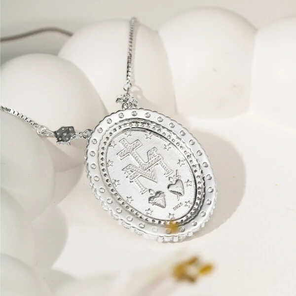 Colar Nossa Senhora das Graças G Prata 925