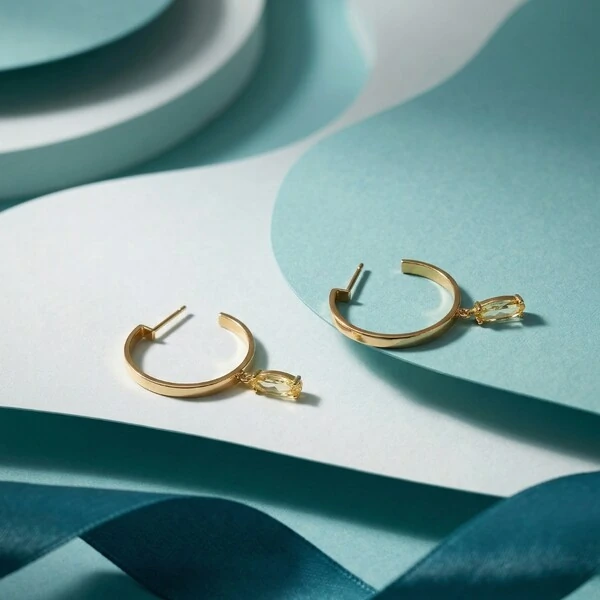 Argola Navete M Amarelo Banho de Ouro 18 K