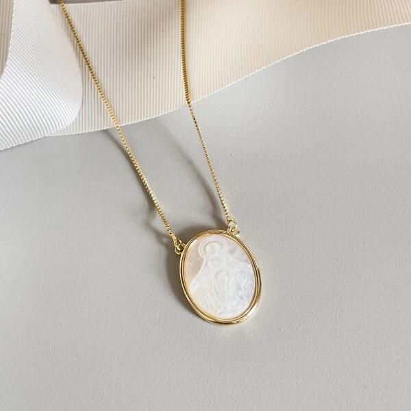 Colar Minimalista Nossa Senhora das Graças G Banho de Ouro 18 K