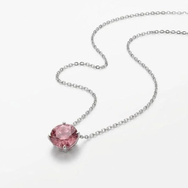 Colar Solitário Zircônia Rodolita Redonda P | Prata 925 com Ródio | 0,8 cm | Regula 40–50 cm