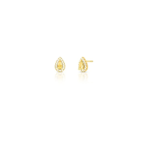 Brinco Gota PP Citrino Banho de Ouro 18 K