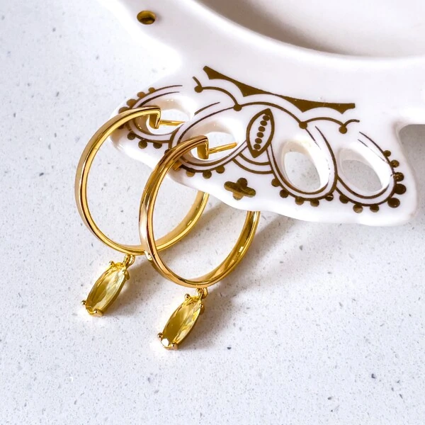 Argola Navete M Amarelo Banho de Ouro 18 K