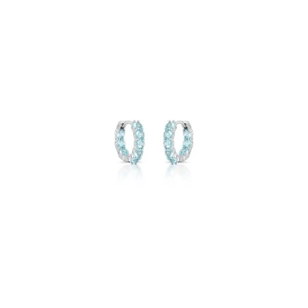 Argola 15 MM Água Marinha Ródio Branco